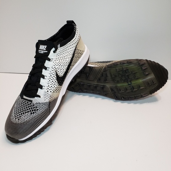 Nike Men’s Flyknit Racer G Golf Shoes Black White - Picture 2 of 7